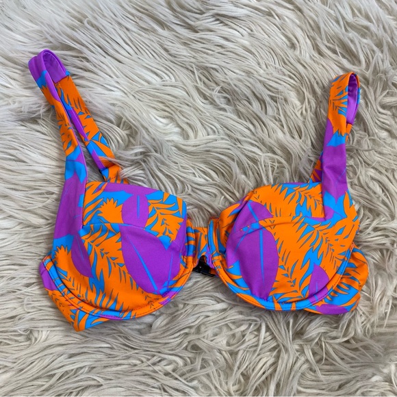 Vetchy Laguna Orange Purple Blue Tropical Bikini Top - Picture 1 of 3